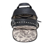 Skull Moto Biker Rivet Backpack Vegan Black Leather Unisex