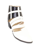 Two Tone Cut Out Strappy Vegan Faux Leather Womens Ankle Bootie