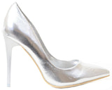 Silver Metallic Holiday Evening Pointy Toe Women's Pumps Shoes