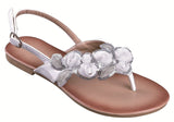 White Floral Wedding Bridal Flat Women's Thong Sandals