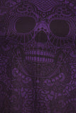  Purple Sugar Skull Lace Design Long Sleeve Asymmetric Plus Size Top U.S.A.