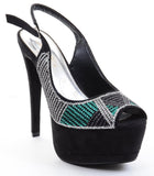  Sequin Glitzy Peep-toe Platform Slingback Stiletto Heels Fourever Funky