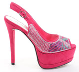  Sequin Glitzy Peep-toe Platform Slingback Stiletto Heels Fourever Funky