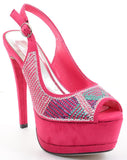  Sequin Glitzy Peep-toe Platform Slingback Stiletto Heels Fourever Funky