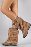 Mukluks Soft Vegan Furry Suede Tassel Winter Flat Boot Taupe