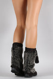  Mukluks Soft Vegan Furry Suede Tassel Winter Flat Boot Black