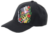  Black Top Hat Skull & Rose Embroidered Adjustable Unisex Baseball Hat