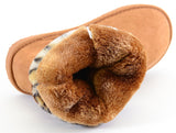 Leopard Cuff Furry Buckle Vegan Suede Flat Warm Women's Boots