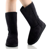 Black Furry Winter Boots Vegan Fleece Women