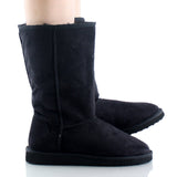 Black Furry Winter Boots Vegan Fleece Women