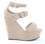 Strappy Double Buckle Wedges Platform Sandal