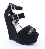 Strappy Double Buckle Wedges Platform Sandal