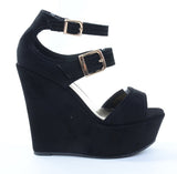 Strappy Double Buckle Wedges Platform Sandal