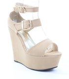 Strappy Double Buckle Wedges Platform Sandal