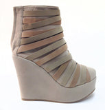 Strappy Faux Suede Sexy Ankle Wedge Platform Booties