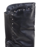 Studded Over the Knee Slouchy Round Toe Riding Vegan Boot