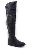 Studded Over the Knee Slouchy Round Toe Riding Vegan Boot