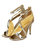 Chiffon Metallic Open Toe Chiffon Fabric Stiletto Sandal