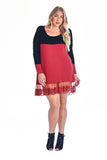 Plus Size Basic Solid Knit Dress with Lace Trim Detail U.S.A