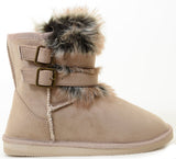 Super Furry Shearling Flat Eskimo Boots Women's Vegan Suede