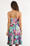 Womens Romantic Colorful Floral A-Line Fit & Flare Dress