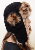  Super Furry Vegan Friendly Leopard Cold Weather Ushanka Trapper Hat
