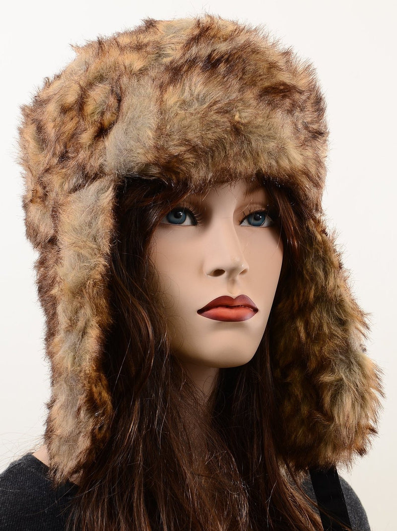  Super Furry Vegan Friendly Solid Cold Weather Ushanka Trapper Hat