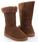 TAN Furry Faux Shearling Vegan Fleece Womens Boot