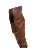 Leatherette Buckle Slouchy Knee High Vegan Boot