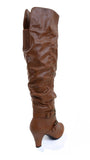 Leatherette Buckle Slouchy Knee High Vegan Boot