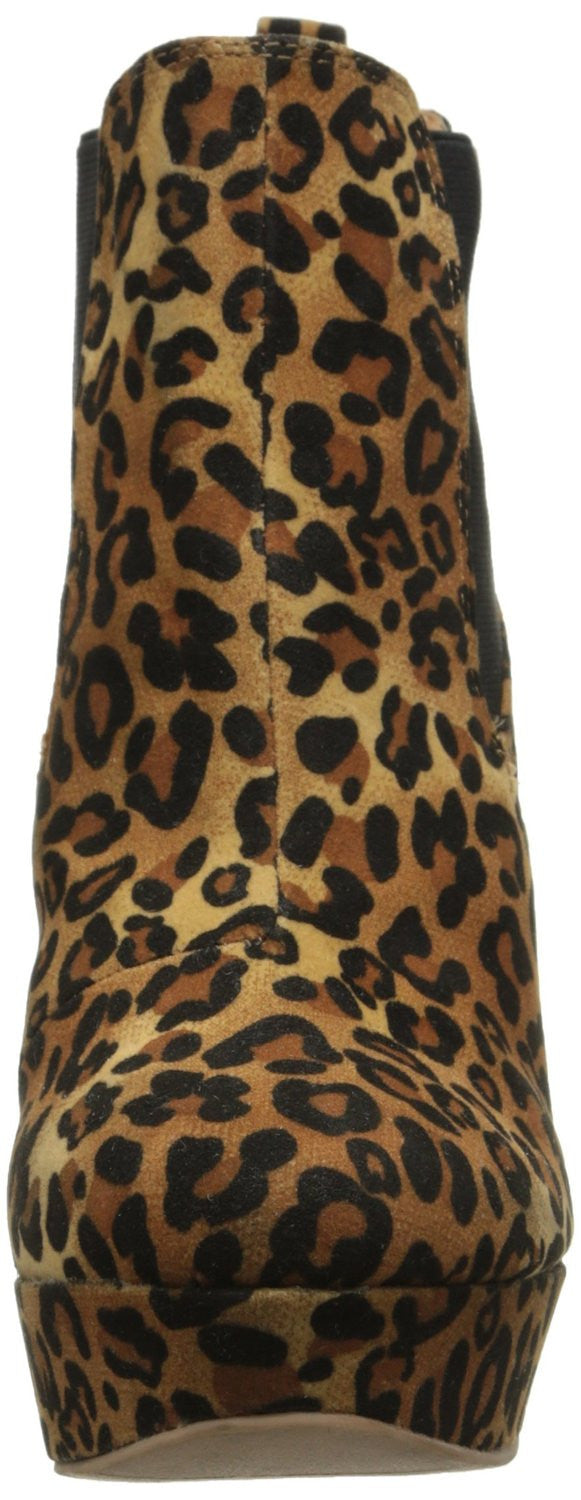 Leopard Platform Ankle Booties Mid Calf Cowboy Rider High Heel Boots