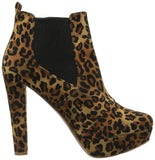 Leopard Platform Ankle Booties Mid Calf Cowboy Rider High Heel Boots