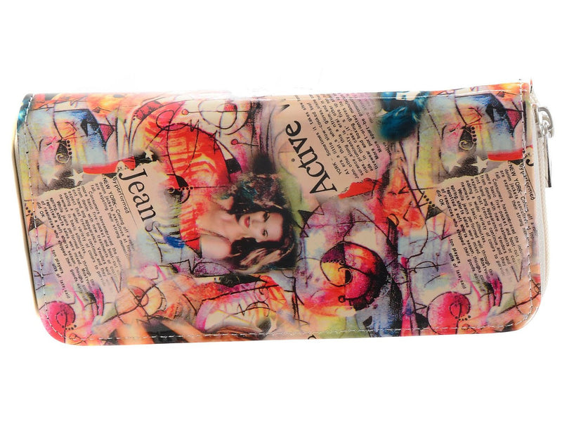 Colorful Magazine New York Fashion Dual Zipper Wallet