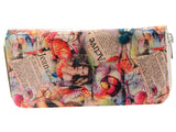 Colorful Magazine New York Fashion Dual Zipper Wallet