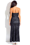 Metallic Animal Cut Out V-Neck Strapless Cocktail Maxi Dress U.S.A