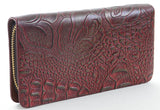 Vegan Mock Croc Embossed Traditional Rose Fashion Wallet