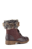 Combat Lace Up Faux Fur Ankle Cuff Lug Sole Booties