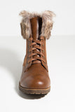 Combat Lace Up Faux Fur Ankle Cuff Lug Sole Booties