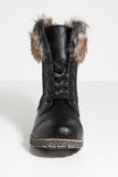 Combat Lace Up Faux Fur Ankle Cuff Lug Sole Booties