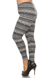 Plus Size Chevron Pattern Fleece Lined Leggings Womens 