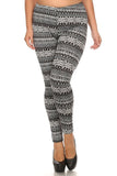 Plus Size Chevron Pattern Fleece Lined Leggings Womens 