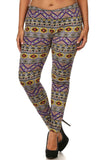 Plus Size Fleece Lined Multi Print High Waist Winter Leggings