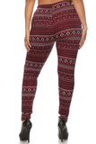 Plus Size Fleece Lined Multi Print High Waist Winter Leggings