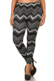 Plus Size Fleece Lined Chevron Striped Winter Leggings