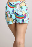 Bright Rainbow Unicorn High Waist Fashion Pride Shorts U.S.A