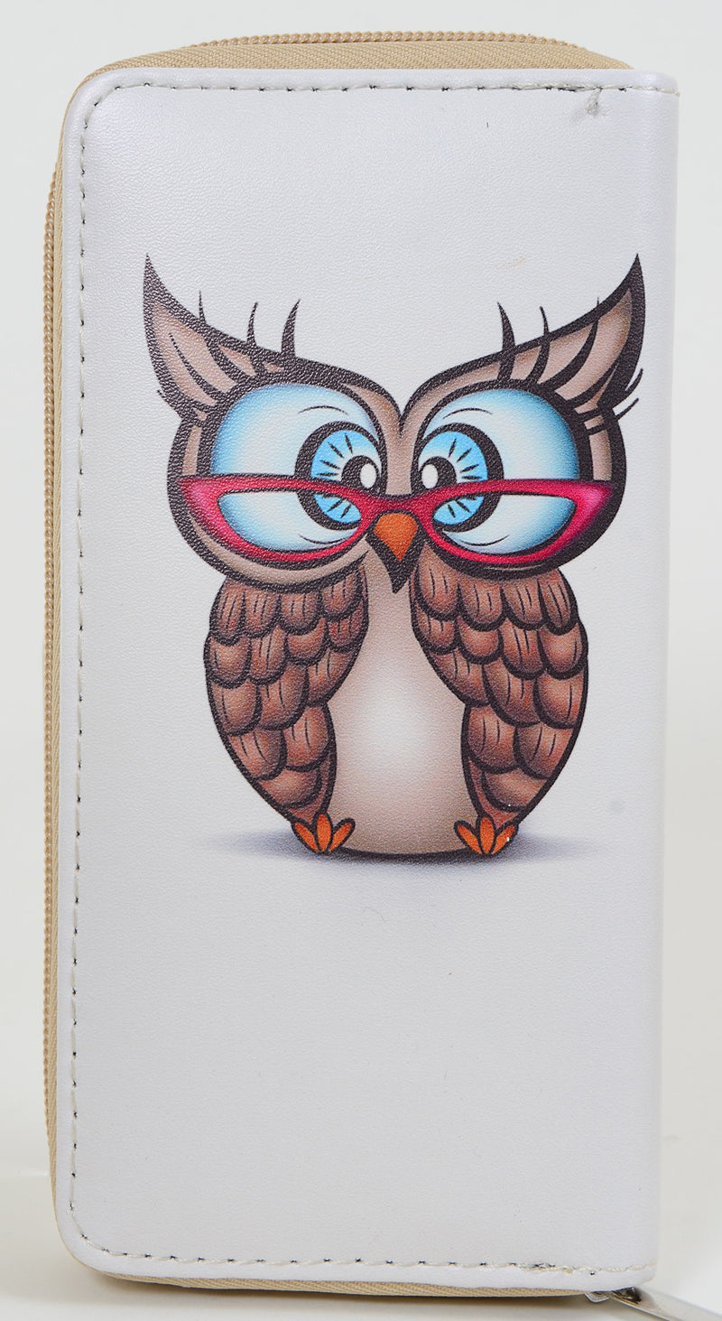 Owls Owls Owls! Colorful Cute Bi-Fold Vegan Leather Wallet