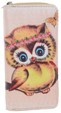 Owls Owls Owls! Colorful Cute Bi-Fold Vegan Leather Wallet