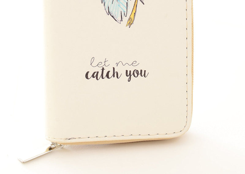 Let Me Catch You Colorful Feather Bi-Fold Vegan Leather Wallet