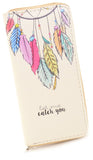 Let Me Catch You Colorful Feather Bi-Fold Vegan Leather Wallet