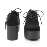 Round Toe Lace Up Loafer High Platform Ankle Wedge Heel Bootie Shooties